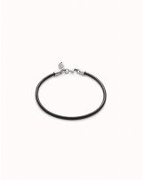 PULSERA CUERO CON CIERRE PLATEADO DE UNOde50