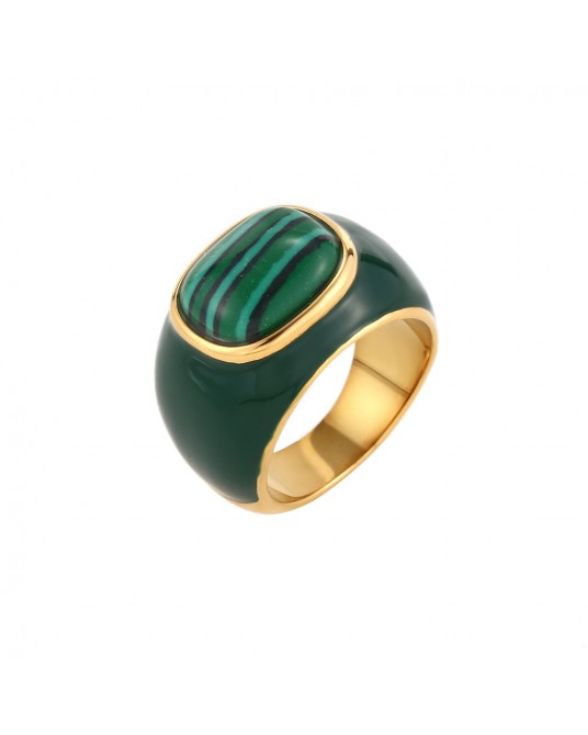 ANILLO ACERO PIEDRA Y ESMALTE DE MALIZZIA