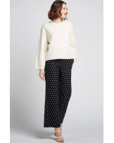 PANTALON NEGRO CON LUNARES BLANCOS