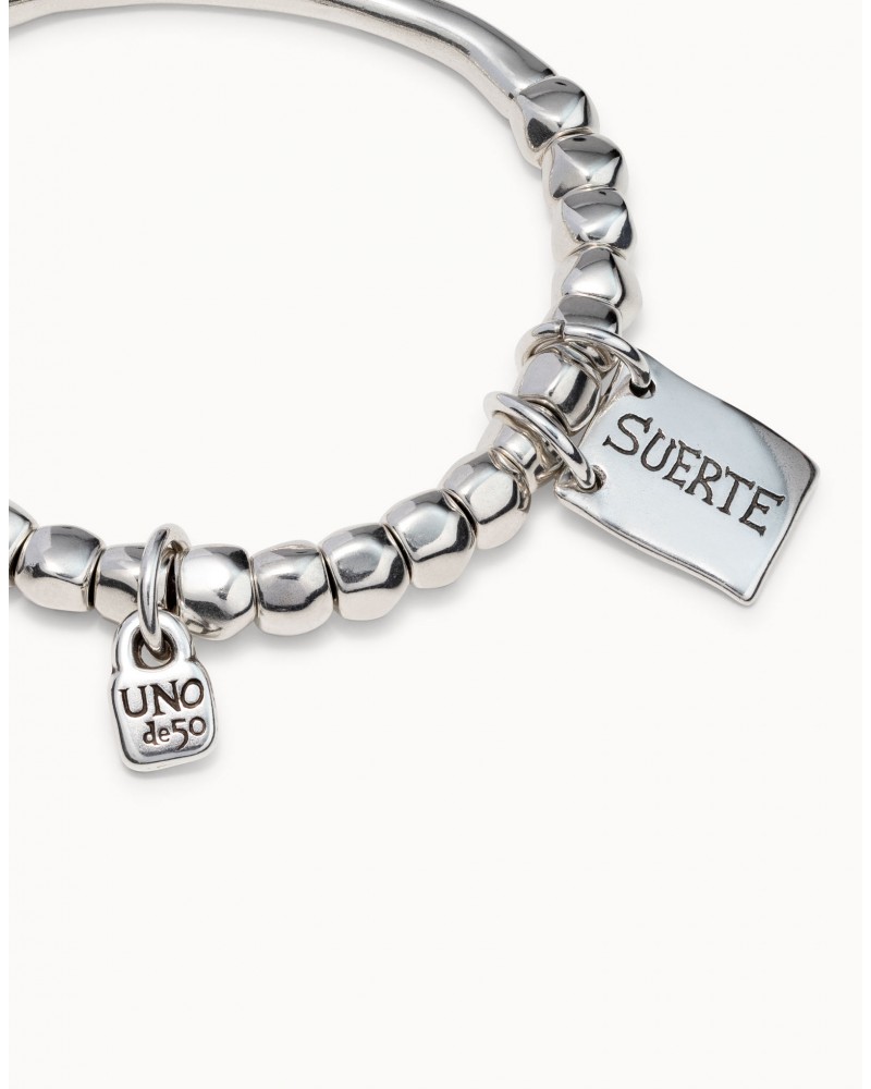 PULSERA ELASTICA SUERTE PLATEADA DE UNOde50