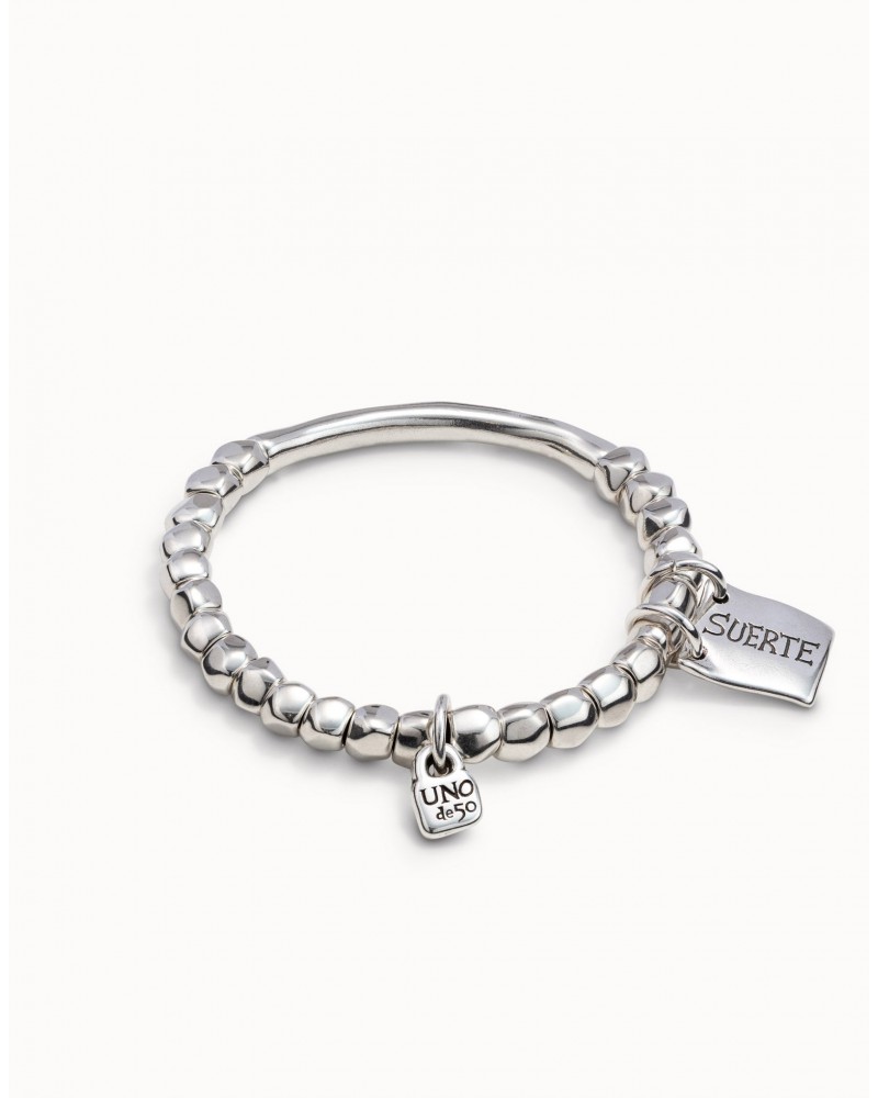 PULSERA ELASTICA SUERTE PLATEADA DE UNOde50