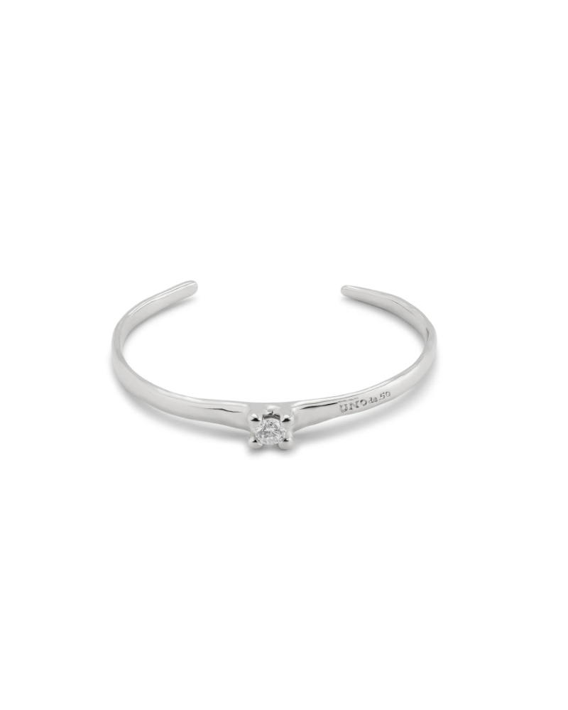 PULSERA RIGIDA CON CIRCONITA BAÑO PLATA DE UNOde50
