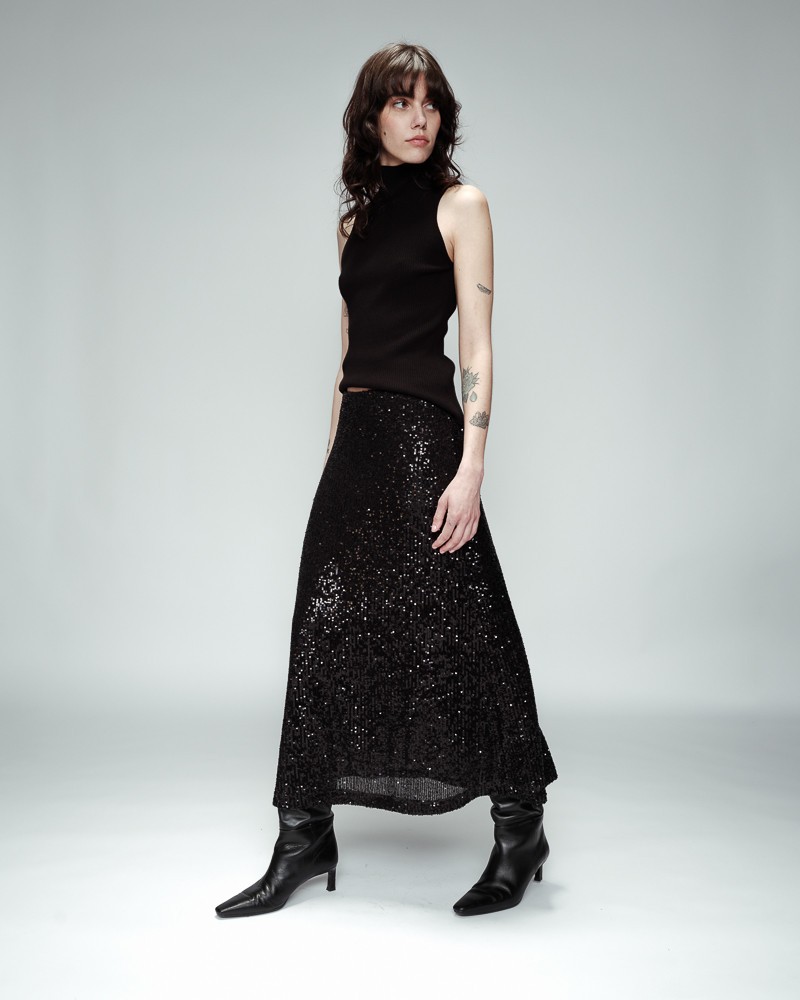 FALDA NEGRA DE LENTEJUELAS DE GRACE&MILA