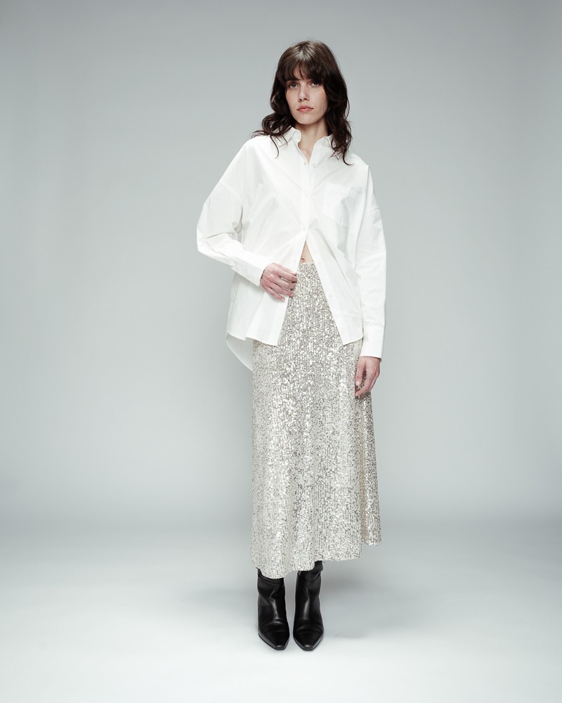 FALDA PLATEADA DE LENTEJUELAS DE GRACE&MILA