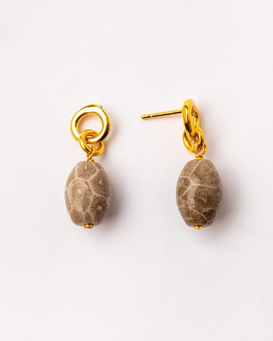 PENDIENTES CORAL FOSIL DE VELATTI
