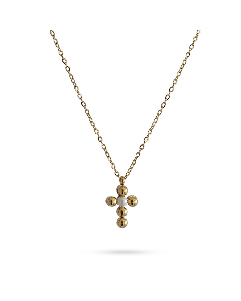 COLLAR CRUZ CON PERLA DE ANARTXY