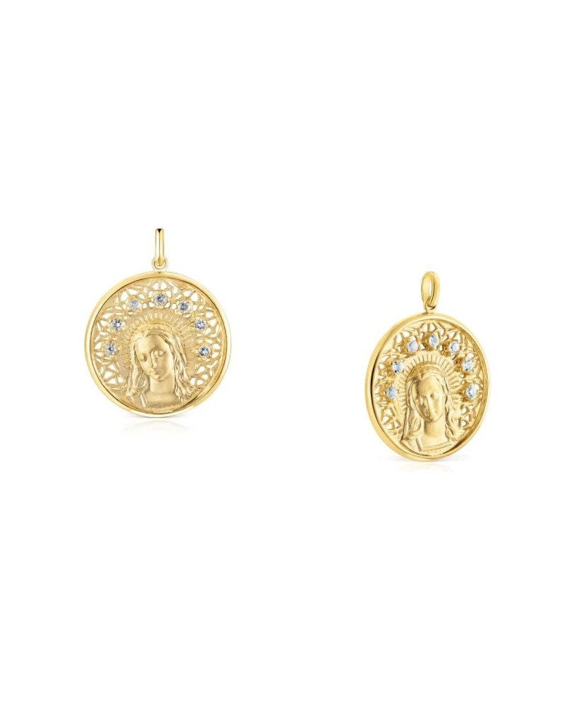 MEDALLA VIRGEN PLATA BAÑADA ORO
