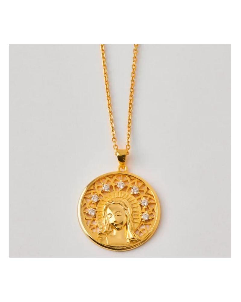 MEDALLA VIRGEN PLATA BAÑADA ORO