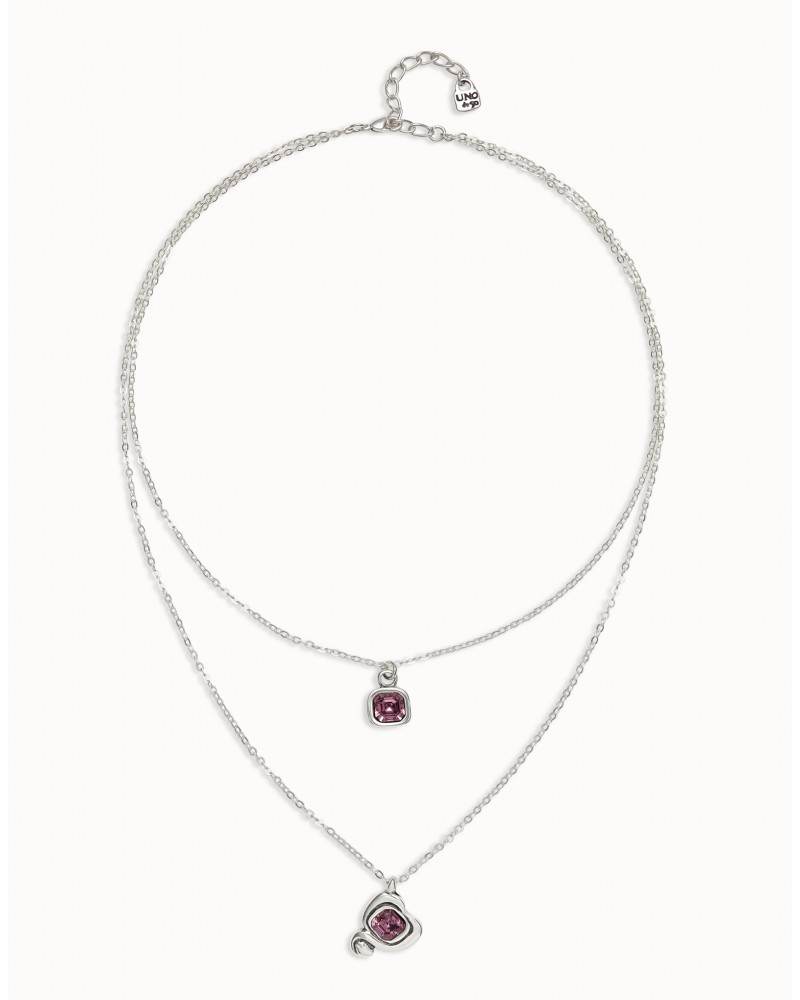 COLLAR DOBLE CON BAÑO EN PLATA DE UNOde50