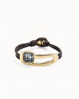 PULSERA CUERO BAÑO ORO DE UNOde50