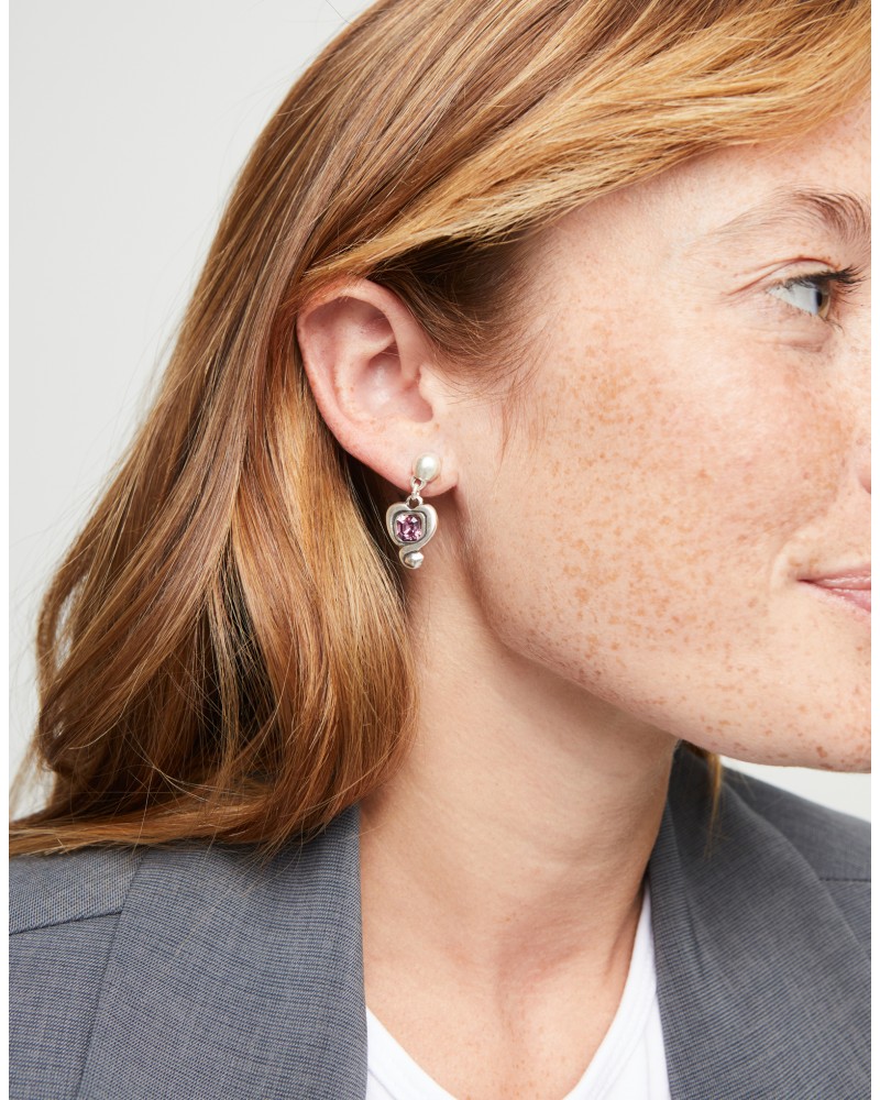 PENDIENTES CORAZON BAÑO EN PLATA DE UNOde50