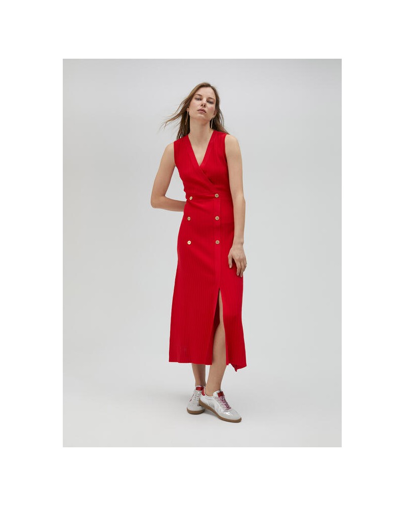 VESTIDO MIDI PUNTO ROJO DE LOLA CASADEMUNT