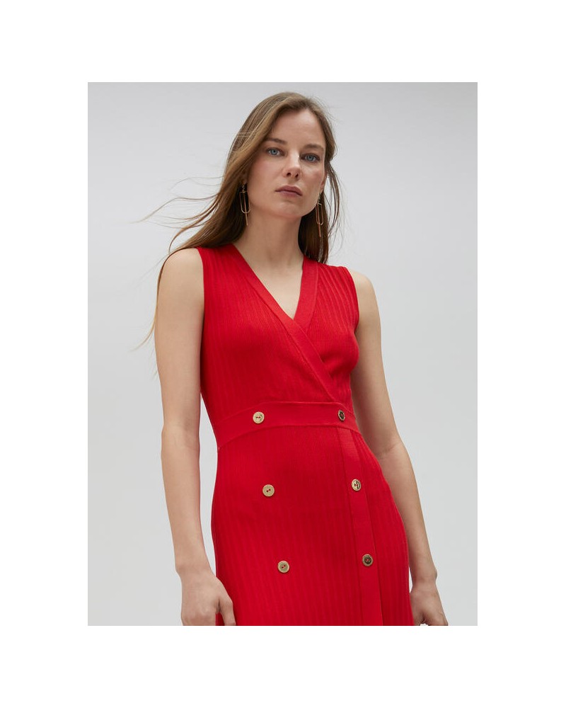 VESTIDO MIDI PUNTO ROJO DE LOLA CASADEMUNT