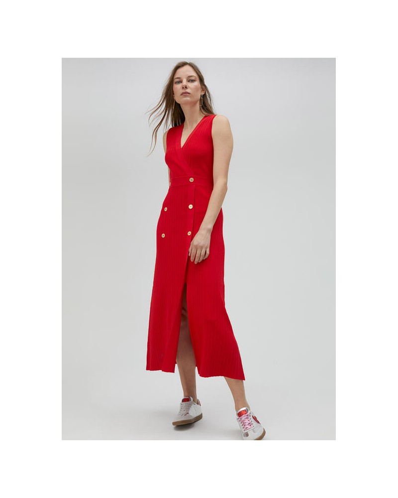 VESTIDO MIDI PUNTO ROJO DE LOLA CASADEMUNT