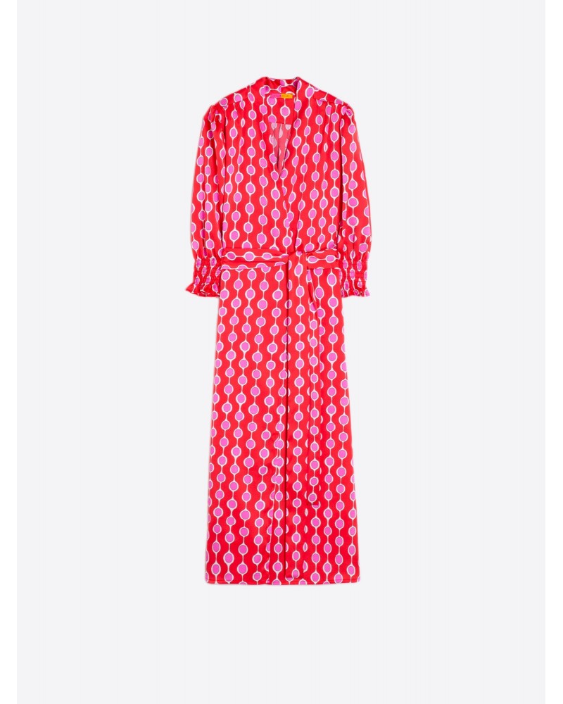 VESTIDO ROJO ROSA GEOMETRICO DE VILAGALLO