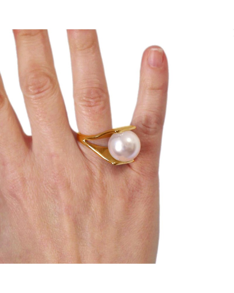 ANILLO MAXI PERLA Y ACERO DE ANARTXY