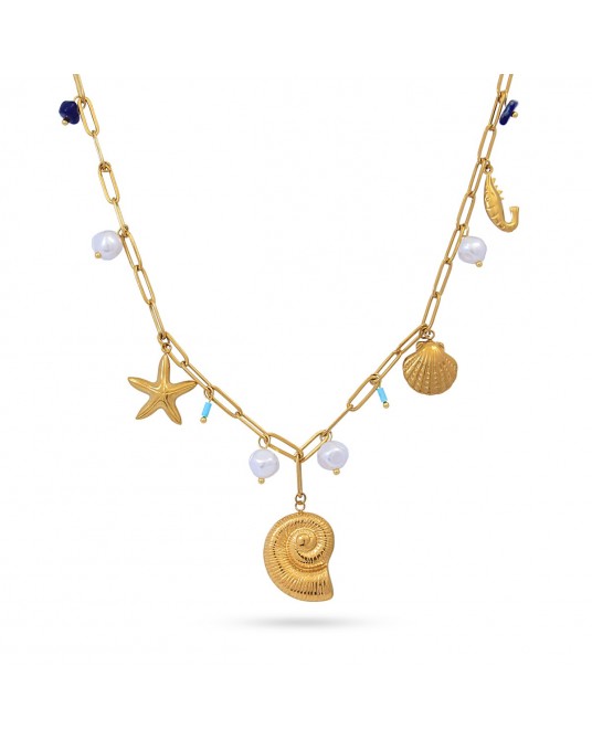 COLLAR CHARMS MARINEROS Y PERLAS DE ANARTXY