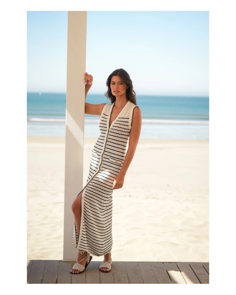 VESTIDO DE RAYAS LARGO DE GUIMANOS