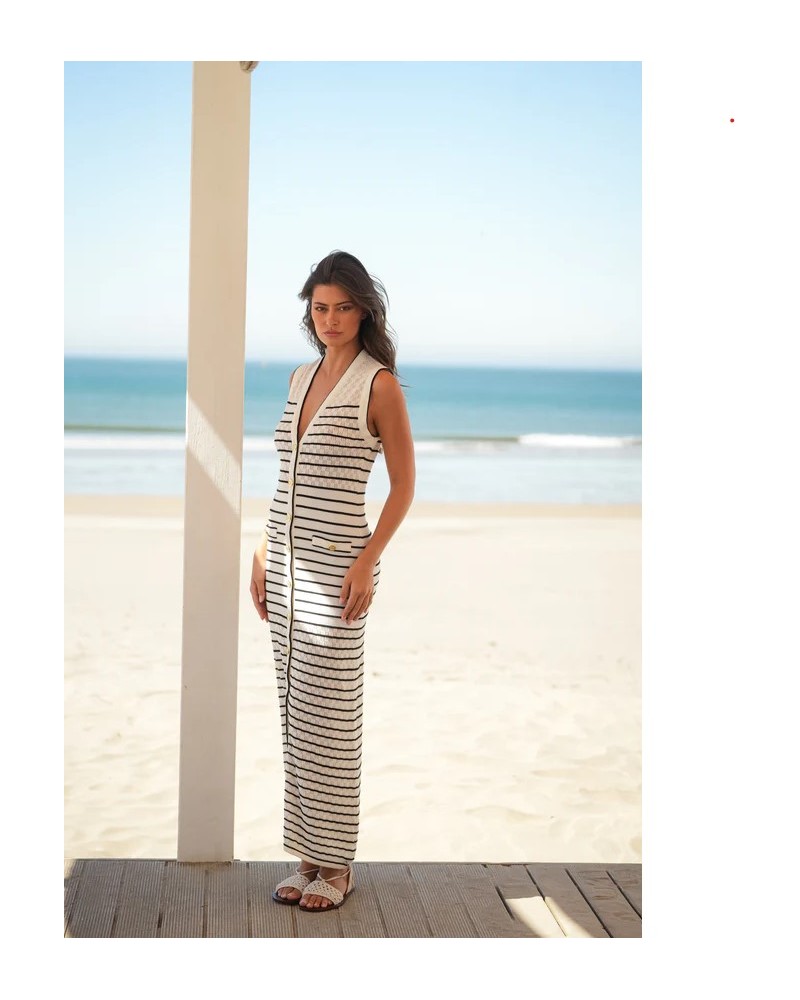 VESTIDO DE RAYAS LARGO DE GUIMANOS