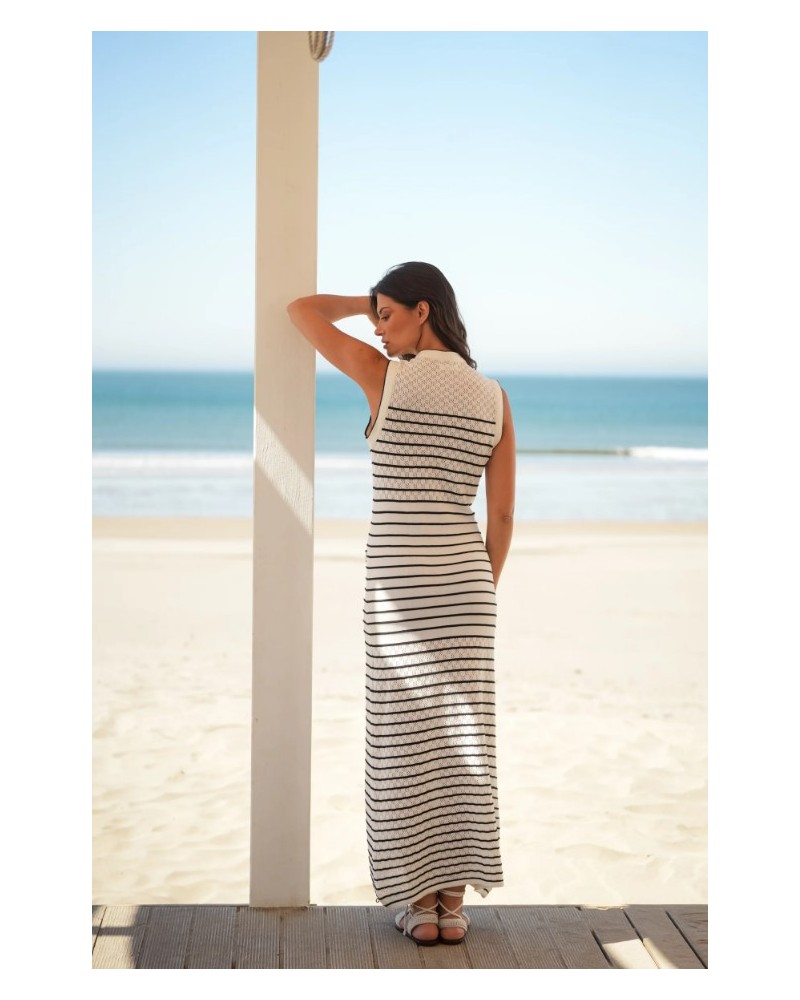 VESTIDO DE RAYAS LARGO DE GUIMANOS