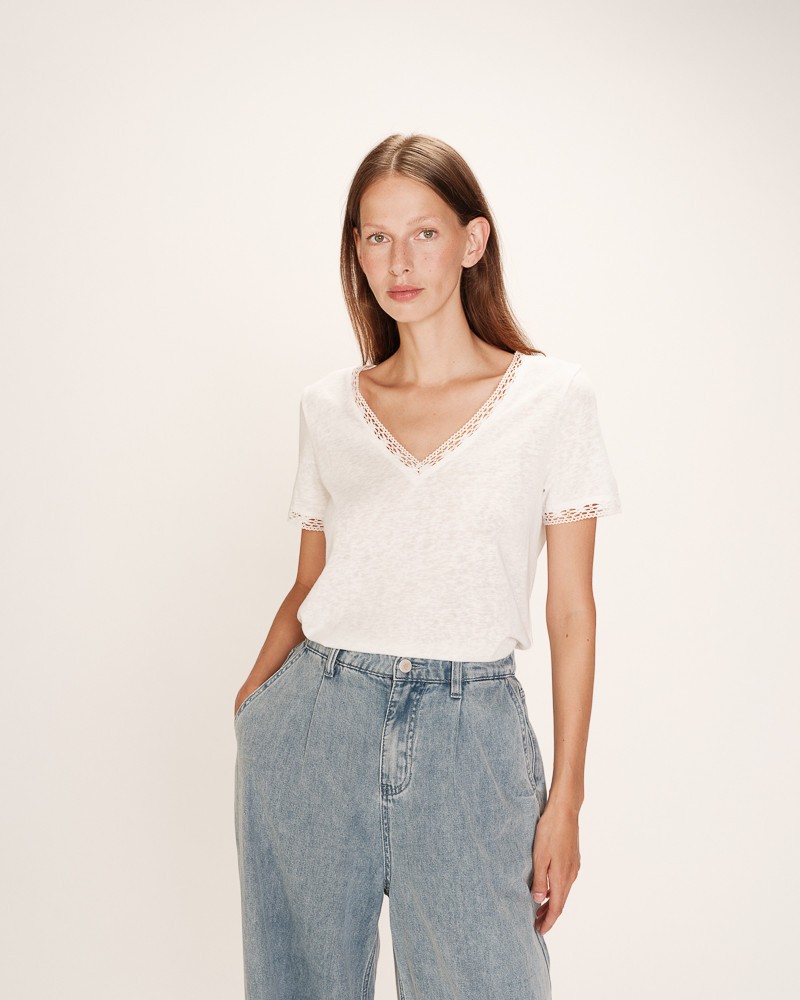 CAMISETA MANGA CORTA BLANCA DE GRACE AND MILA