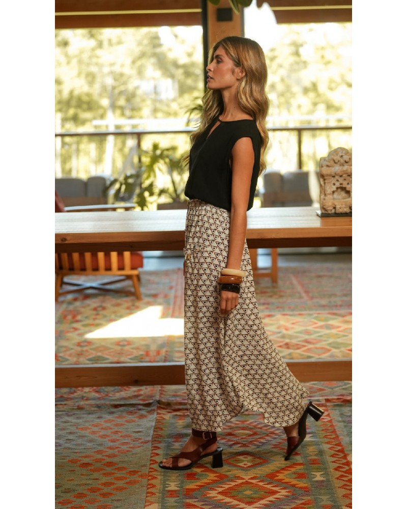 FALDA LARGA ESTAMPADO GEOMETRICO DE GUIMANOS