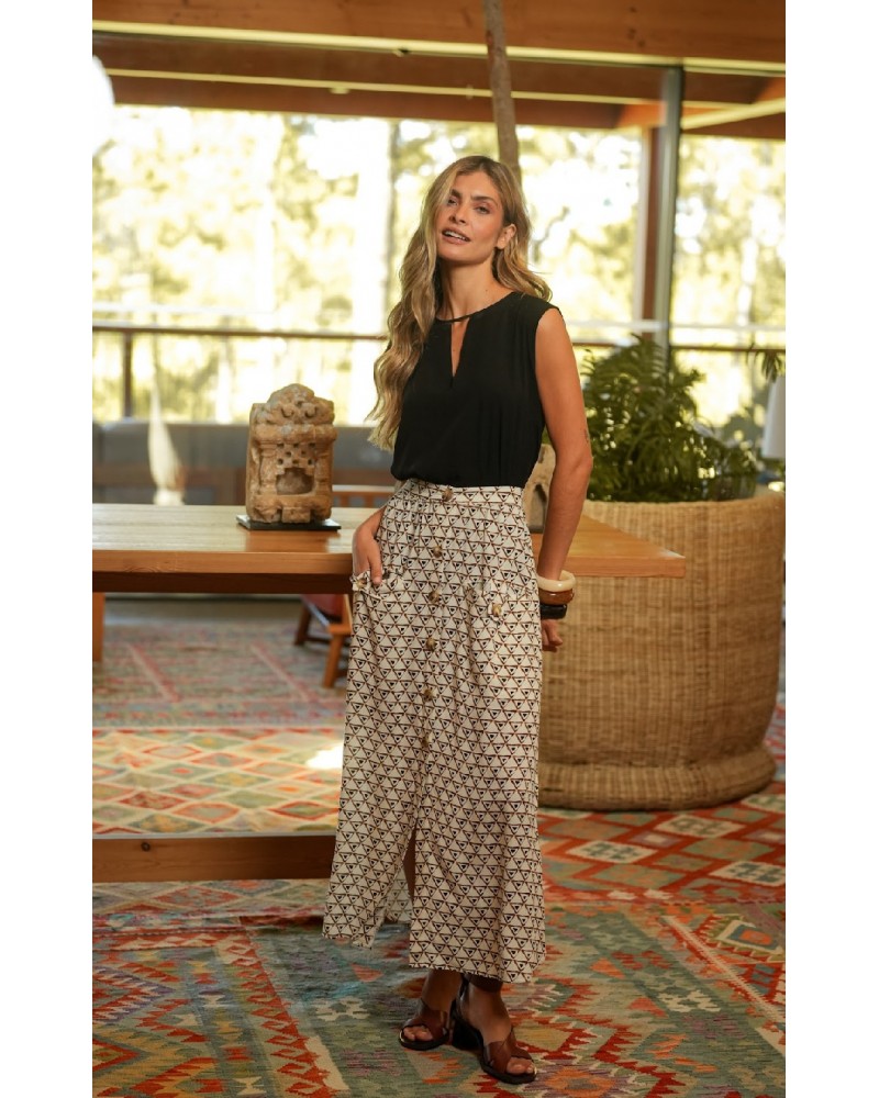 FALDA LARGA ESTAMPADO GEOMETRICO DE GUIMANOS
