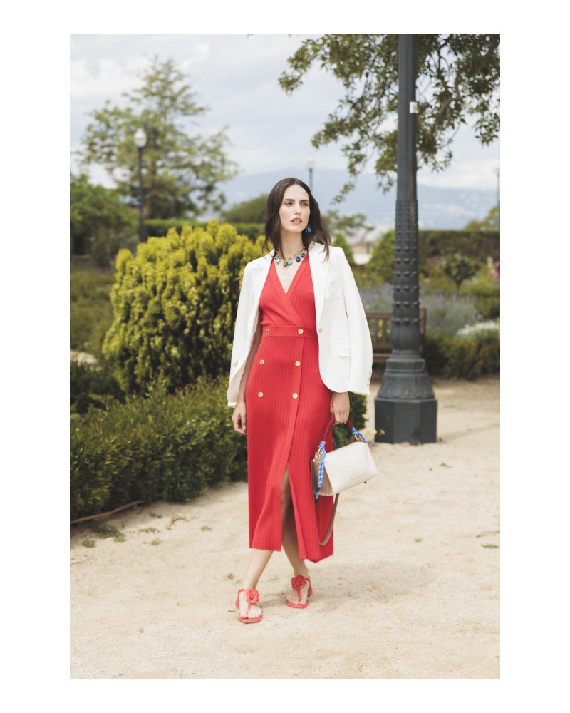 VESTIDO MIDI PUNTO ROJO DE LOLA CASADEMUNT