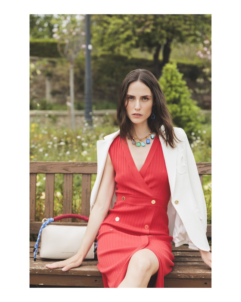 VESTIDO MIDI PUNTO ROJO DE LOLA CASADEMUNT