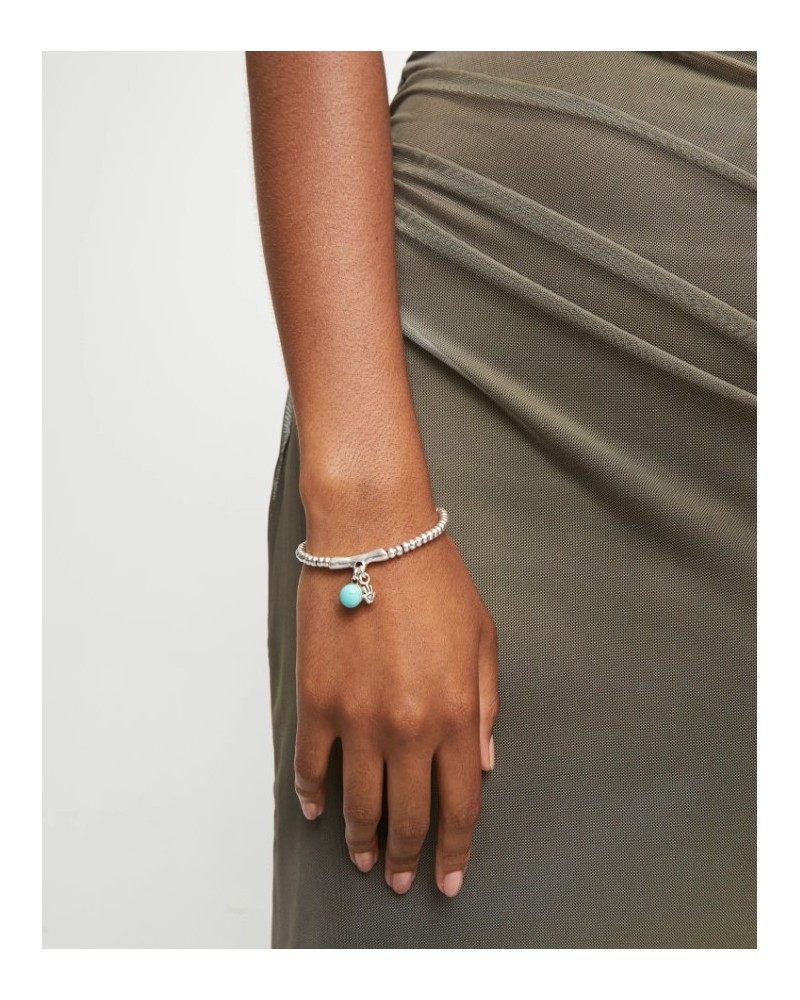 PULSERA PLATEADA CON BOLA DE TURQUESA DE UNOde50