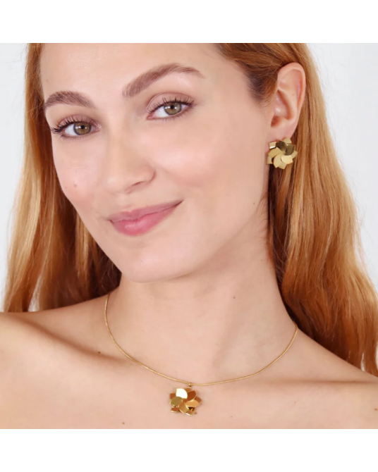 PENDIENTES FLOR ACERO DORADO DE ANARTXY