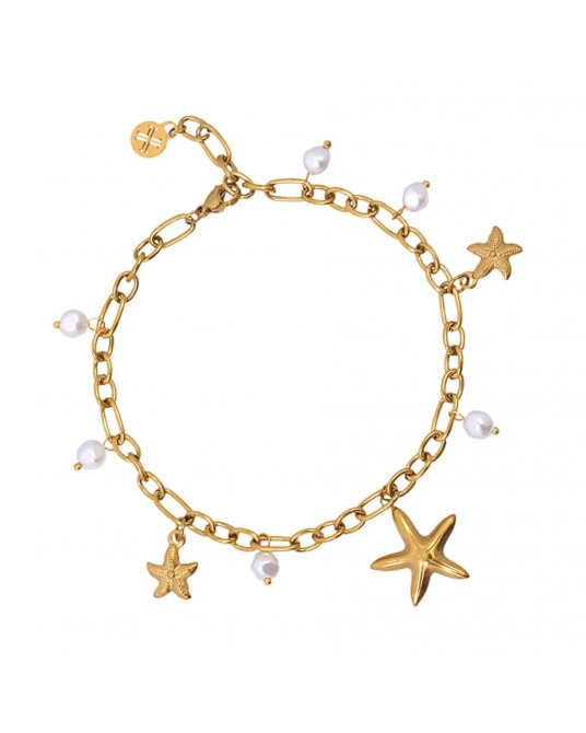 TOBILLERA ACERO ESTRELLAS Y PERLAS DE ANARTXY