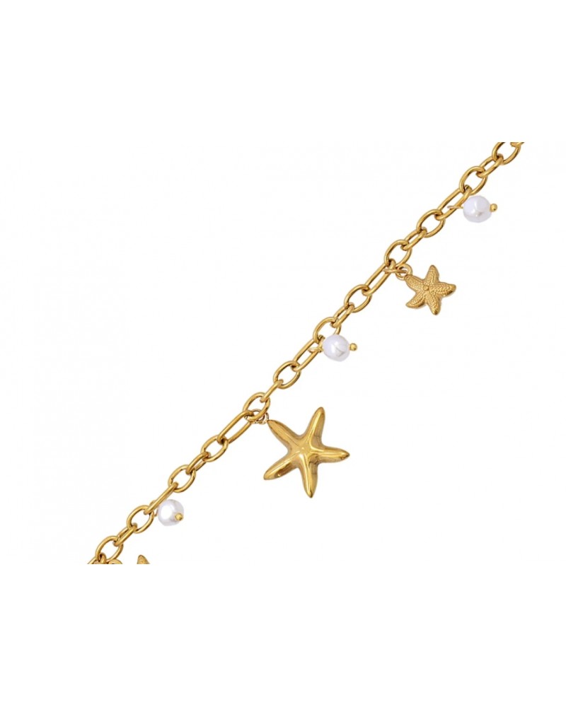 TOBILLERA ACERO ESTRELLAS Y PERLAS DE ANARTXY