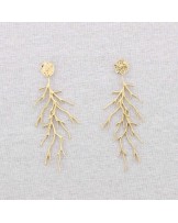 PENDIENTES LARGOS CORAL ACERO DORADO