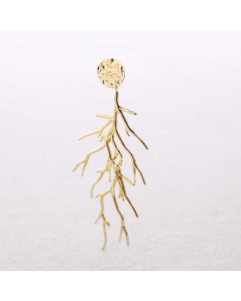PENDIENTES LARGOS CORAL ACERO DORADO