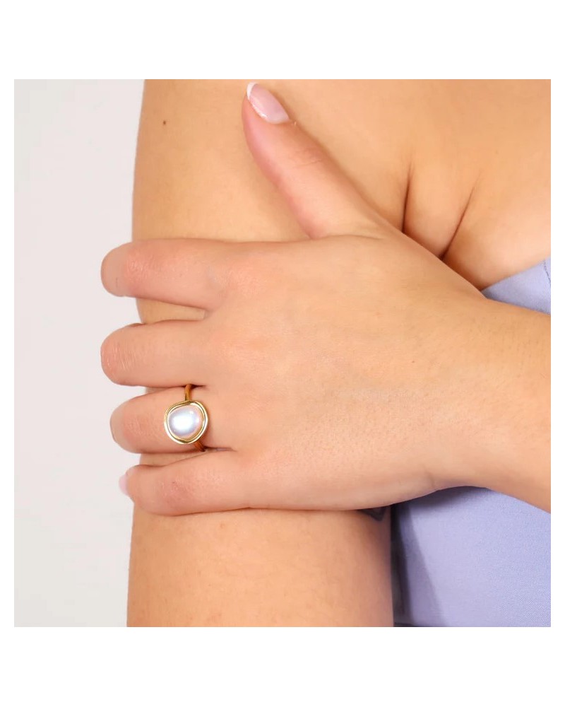 ANILLO DE ACERO CON PERLA DE ANARTXY
