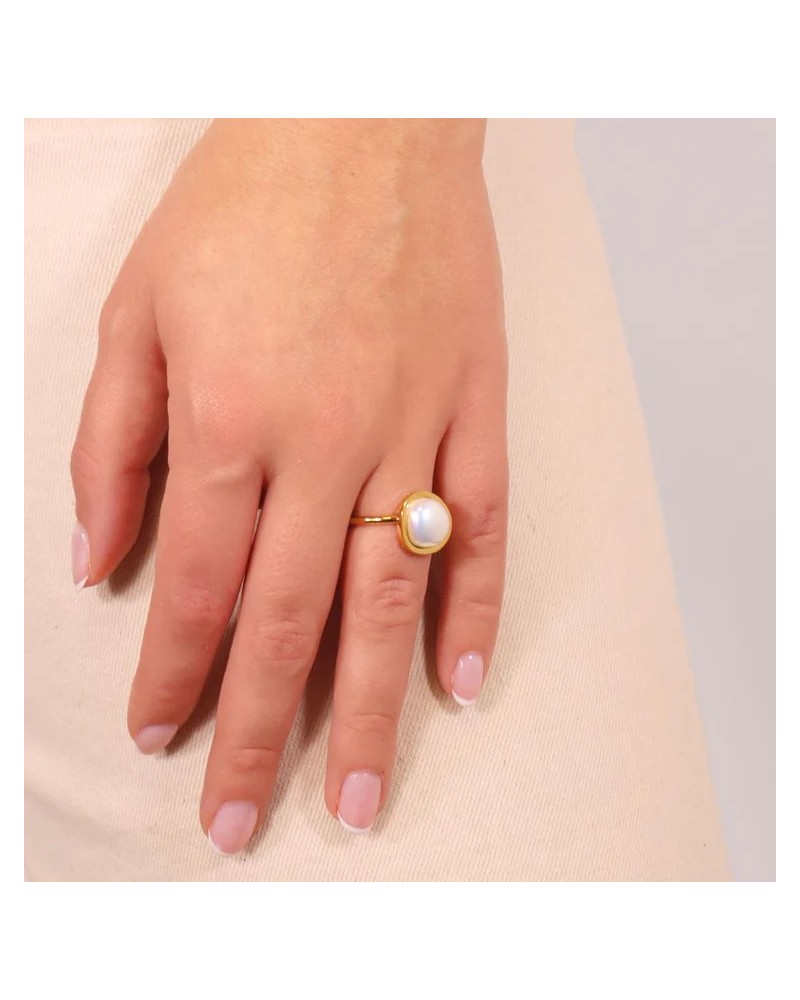 ANILLO DE ACERO CON PERLA DE ANARTXY