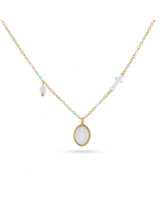 COLLAR ACERO CON MEDALLA NACAR DE ANARTXY