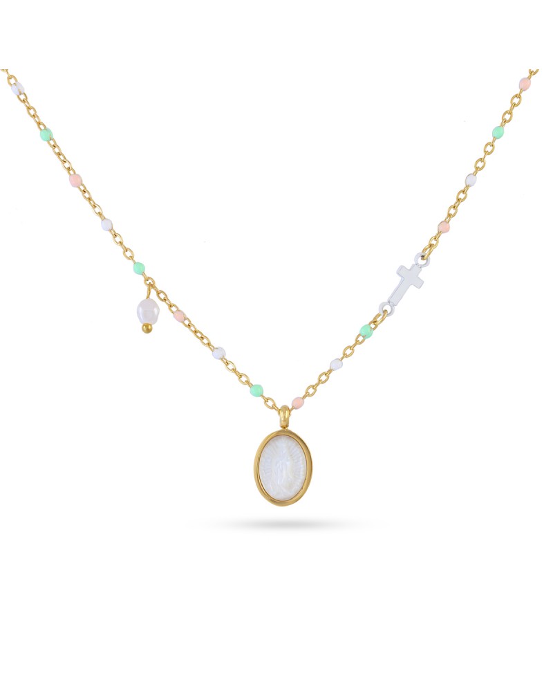 COLLAR ACERO CON MEDALLA NACAR DE ANARTXY