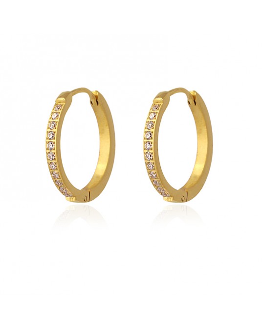 PENDIENTES ARO CON BRILLOS ACERO DE ANARTXY