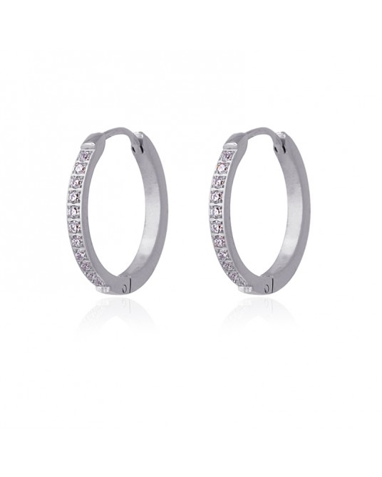 PENDIENTES ARO CON BRILLOS ACERO DE ANARTXY