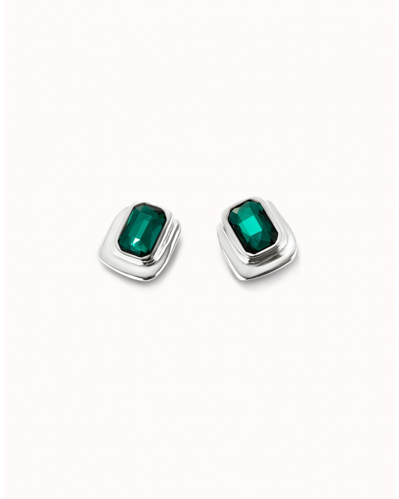 PENDIENTES BAÑO PLATA CRISTAL VERDE DE UNOde50