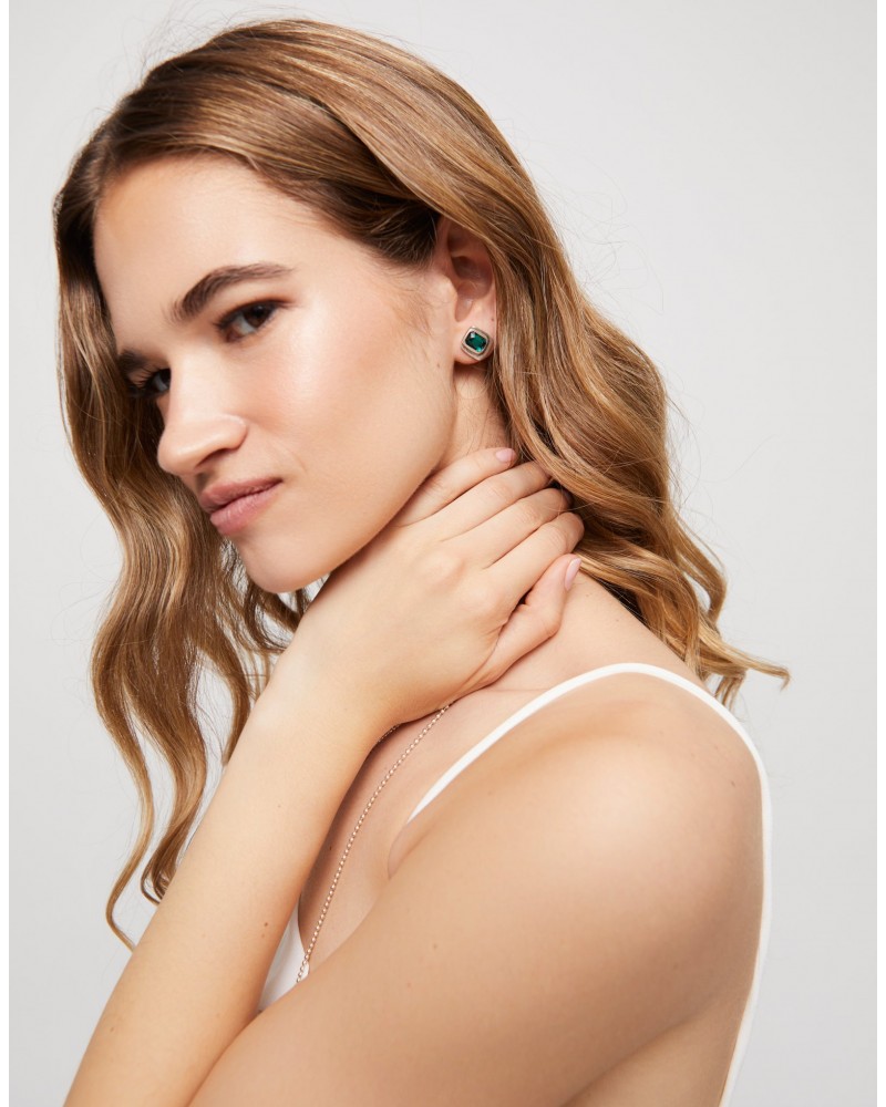 PENDIENTES BAÑO PLATA CRISTAL VERDE DE UNOde50