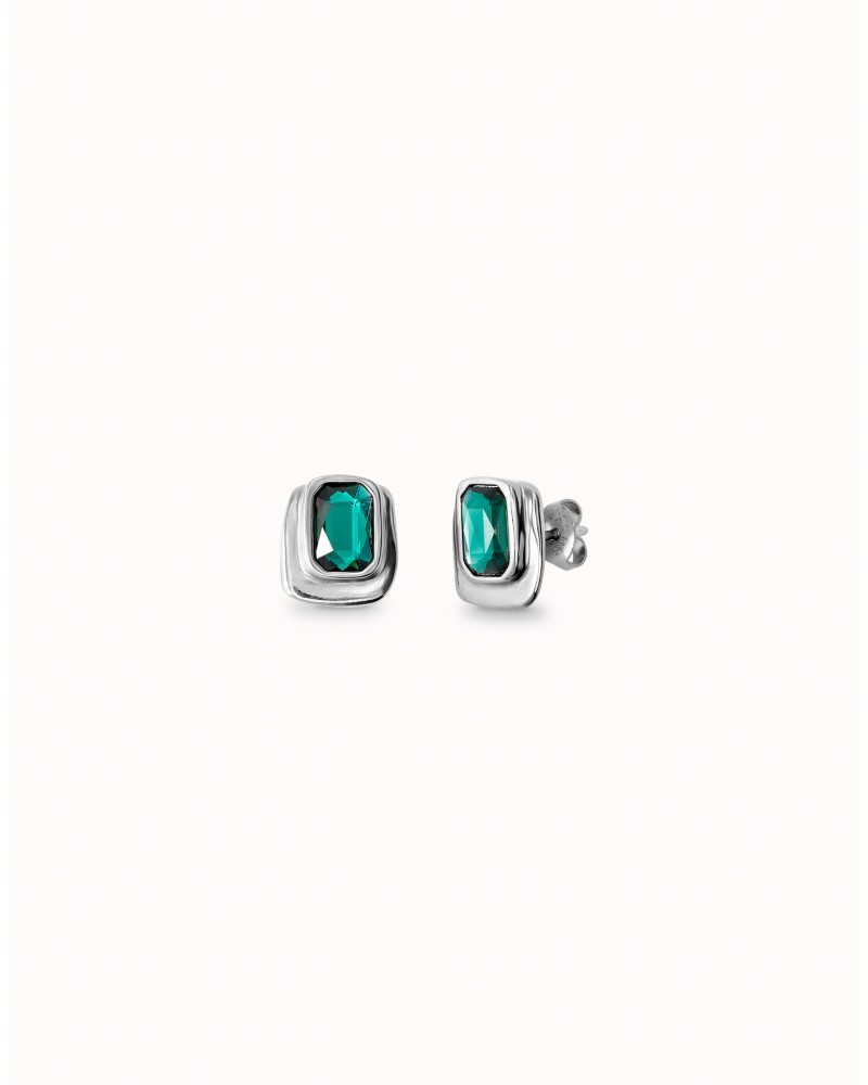PENDIENTES BAÑO PLATA CRISTAL VERDE DE UNOde50