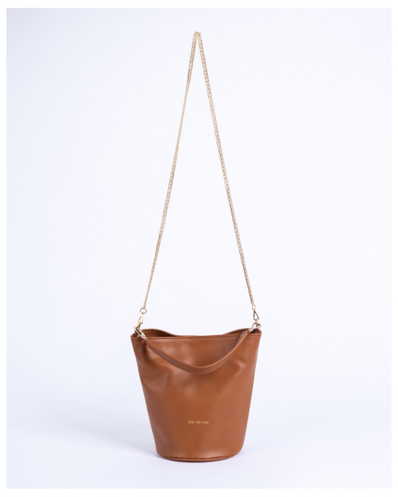 BOLSO CUBO PIEL CAMEL DE PIEL DE MAR