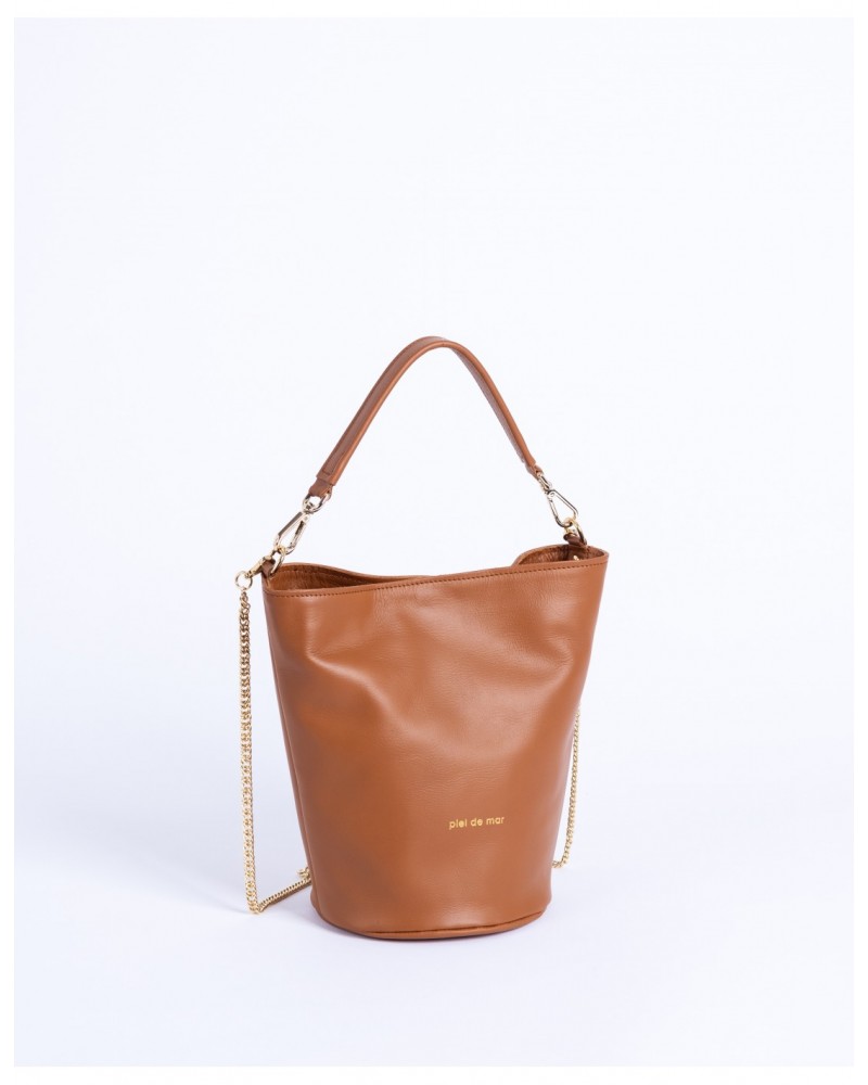 BOLSO CUBO PIEL CAMEL DE PIEL DE MAR
