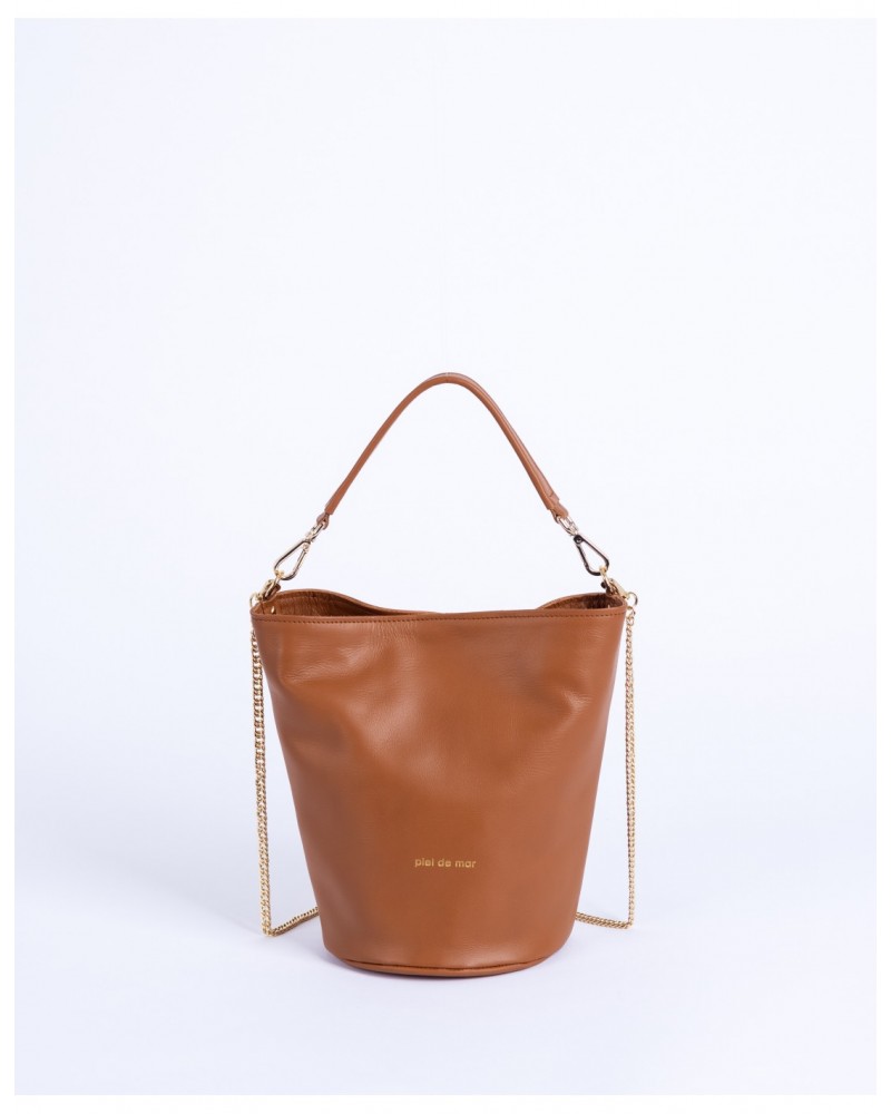 BOLSO CUBO PIEL CAMEL DE PIEL DE MAR
