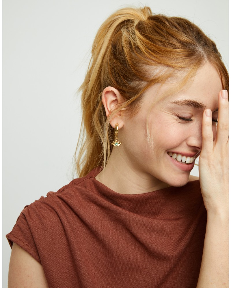 PENDIENTES ARO CON OJO DORADOS DE UNOde50