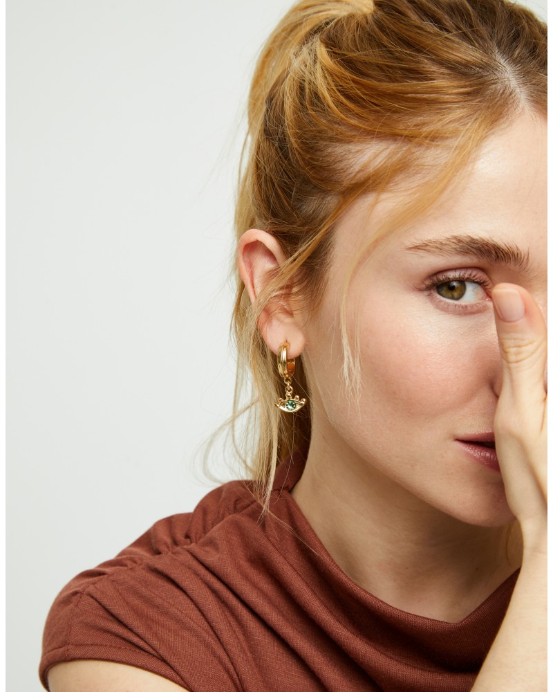 PENDIENTES ARO CON OJO DORADOS DE UNOde50