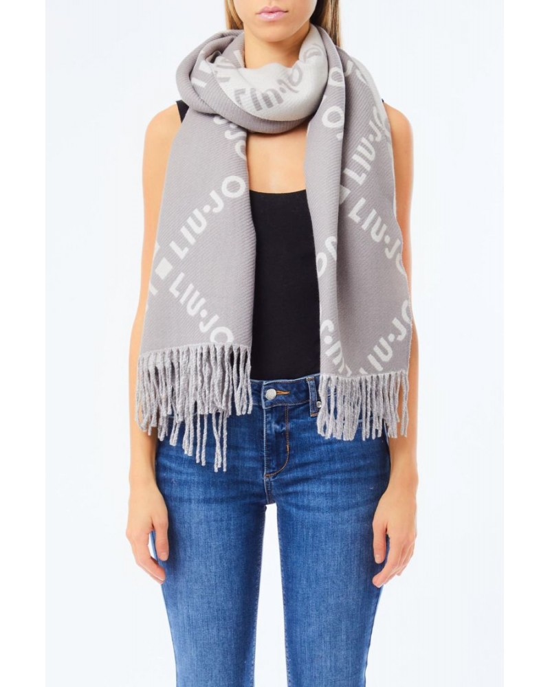Bufanda gris con logos blanco de Liujo